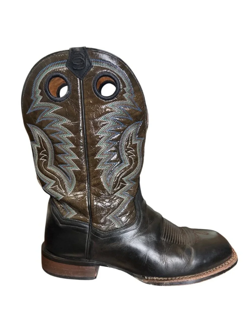 Dan Post Men Size 11EW Duece Cowboy Boots Brown Black Square Toe Western DP4558 - Picture 2 of 10